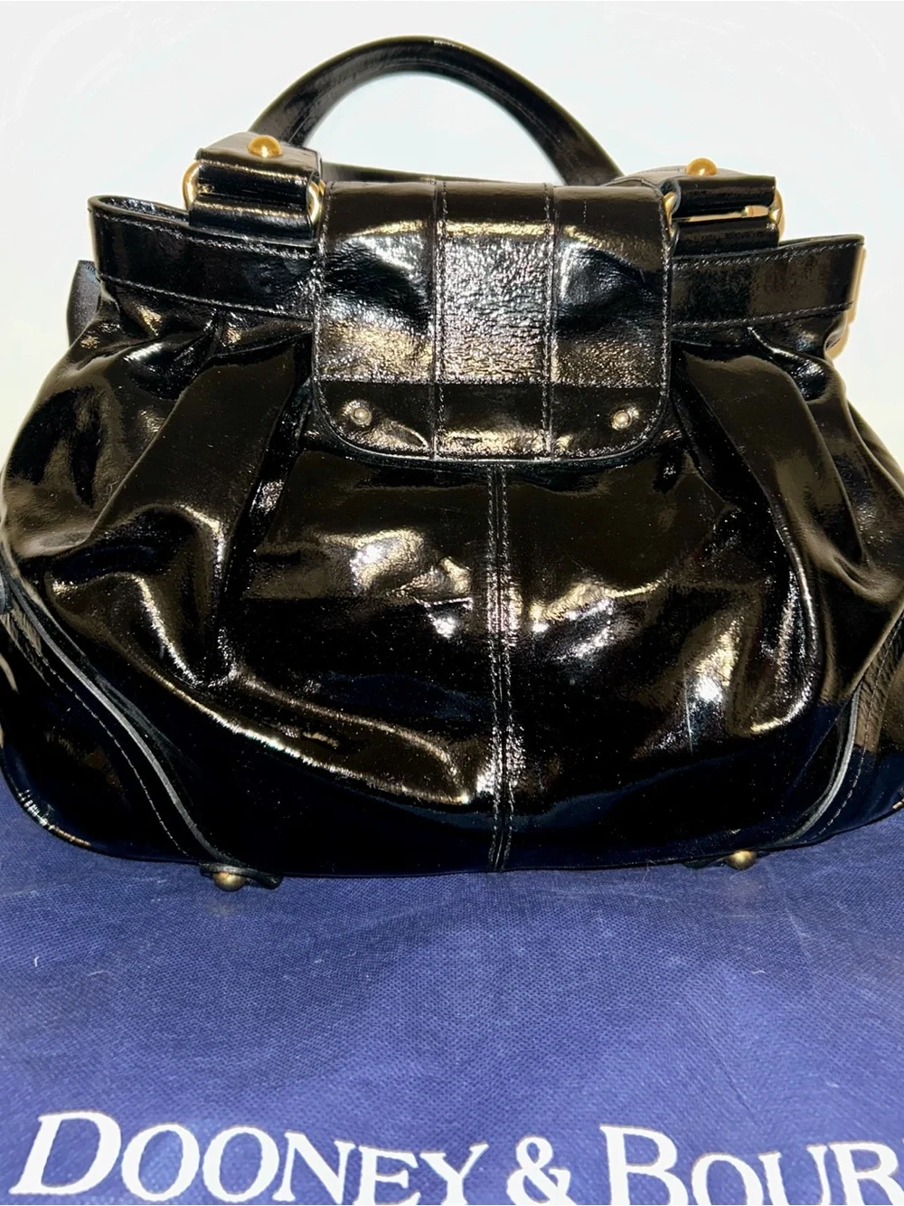 DOONEY & BOURKE HAYDEN BLACK PATENT LEATHER LG HOBO TOTE BAG. LIMITED Edition